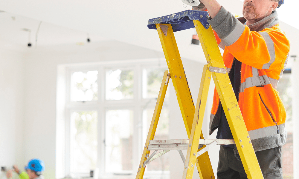 commercial electrician performing rewires
